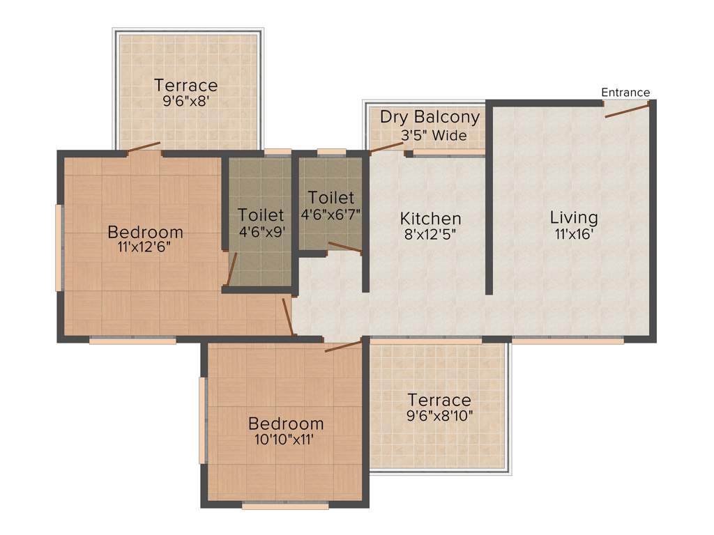 Taneshq Lemon Blossom (2BHK+2T (1,060 sq ft) 1060 sq ft)