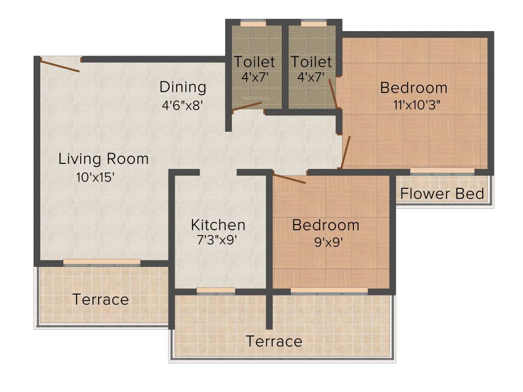 Marvels Soham (2BHK+2T (1,028 sq ft) 1028 sq ft)