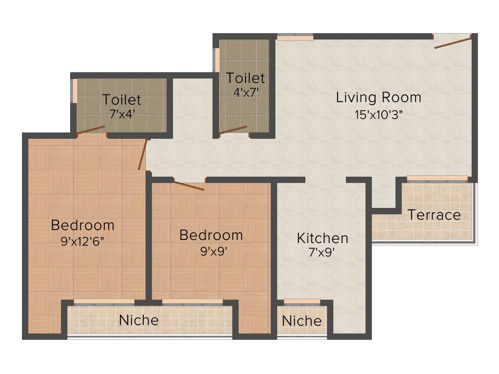 Marvels Soham (2BHK+2T (1,051 sq ft) 1051 sq ft)