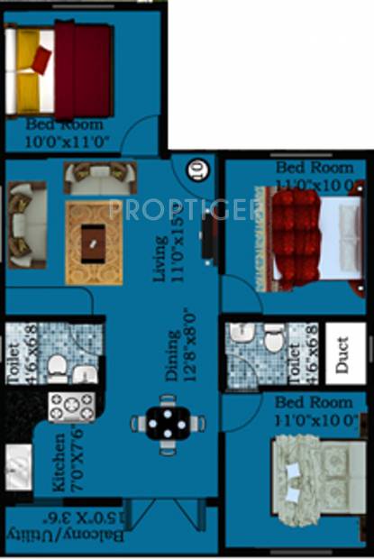 DS Sigma (3BHK+2T (1,630 sq ft) 1630 sq ft)