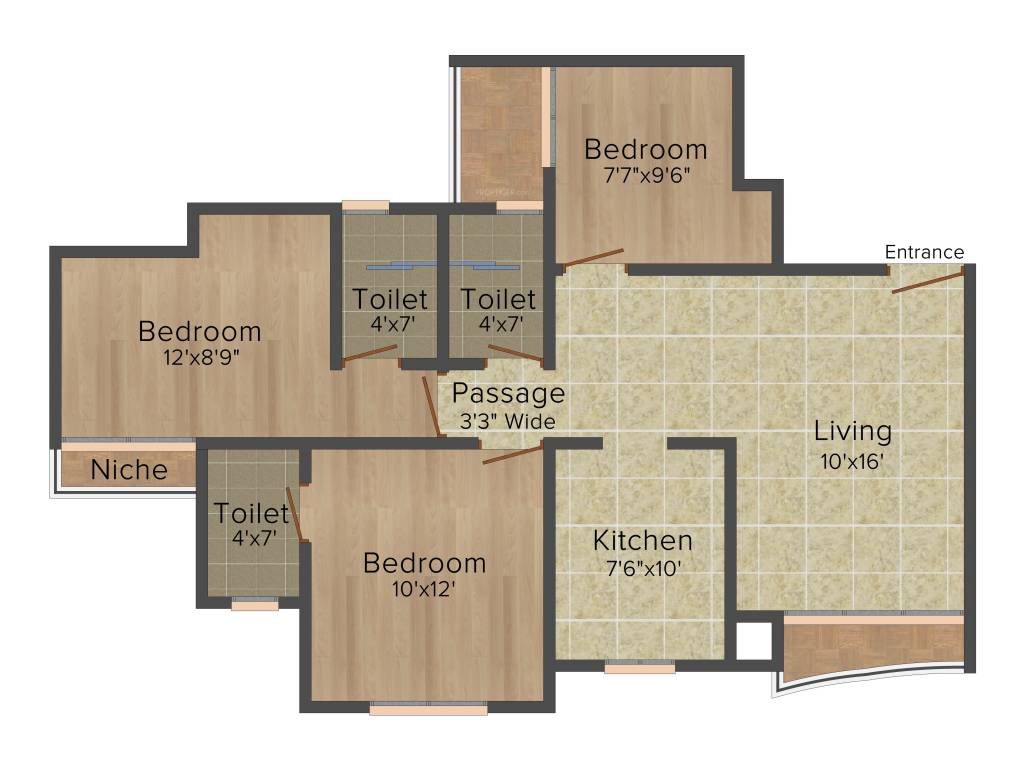 Rustomjee Global City (3BHK+3T (737 sq ft) 737 sq ft)