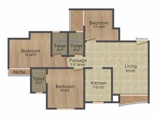 Rustomjee Global City (3BHK+3T (737 sq ft) 737 sq ft) Rustomjee Global City (3BHK+3T (737 sq ft) 737 sq ft)