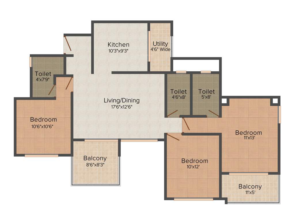 Bramha Skycity (3BHK+3T (1,360 sq ft) 1360 sq ft)