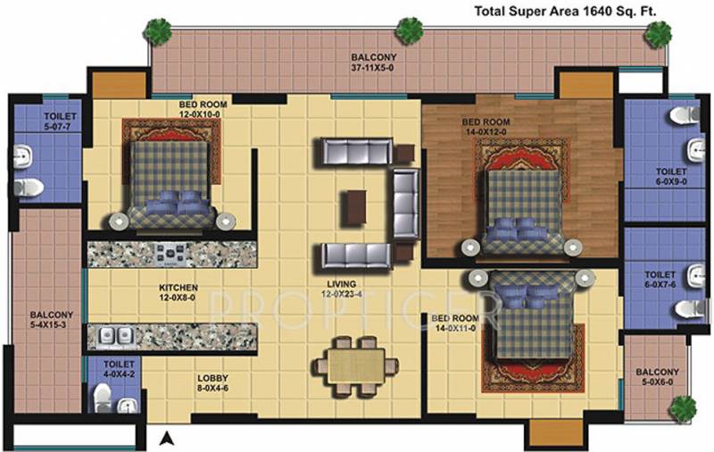 The Antriksh Golf View I (3BHK+3T (1,640 sq ft) 1640 sq ft)