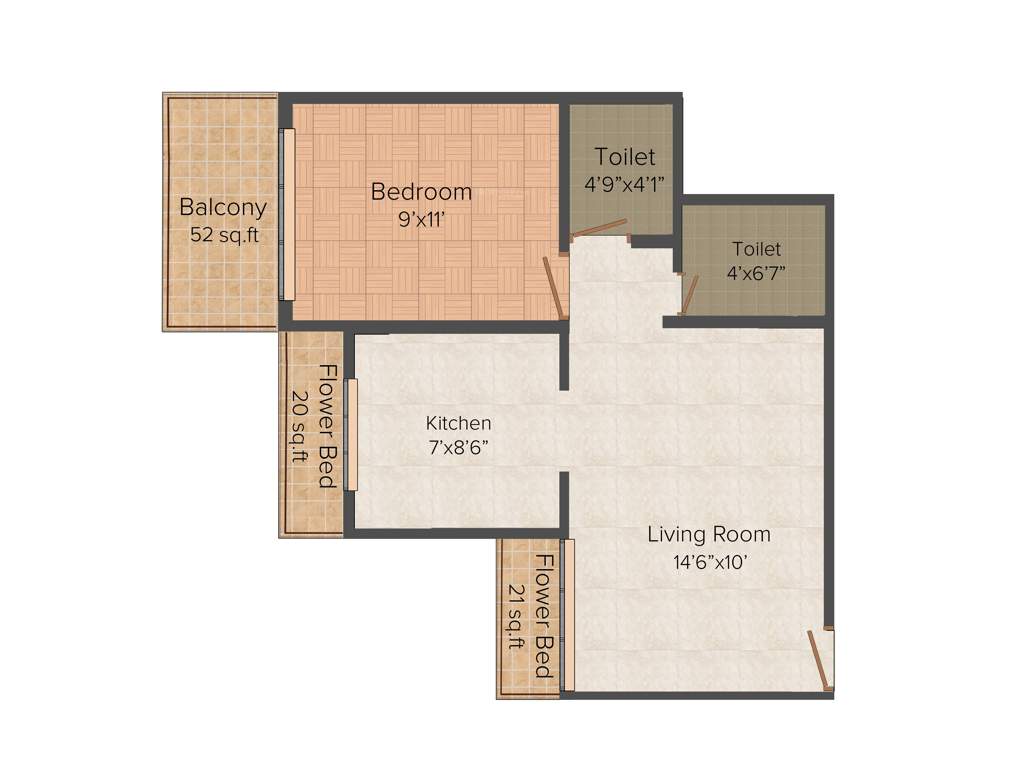 Mahaavir Heights (1BHK+1T (696 sq ft) 696 sq ft)