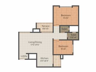 Anshul Kanvas (2BHK+2T (855 sq ft) 855 sq ft)