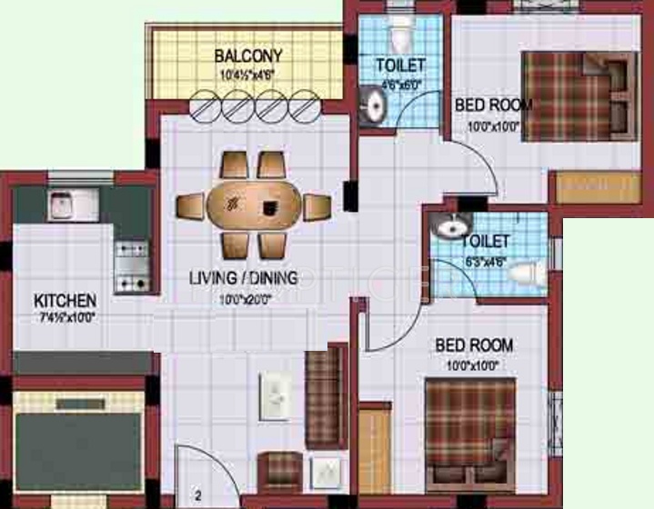 VGN Imperia (2BHK+2T (852 sq ft) 852 sq ft)