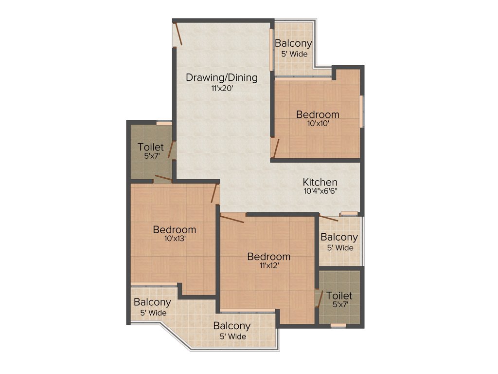 Divyansh Fabio (3BHK+2T (1,365 sq ft) 1365 sq ft)