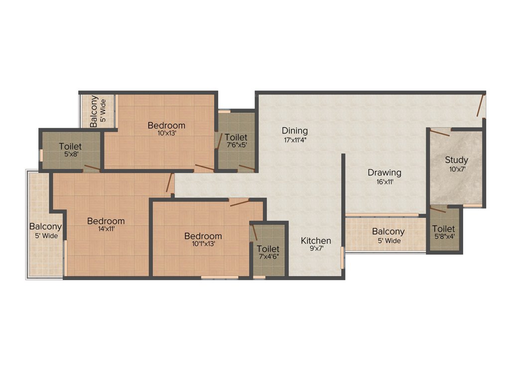 Divyansh Fabio (3BHK+4T (1,885 sq ft) Study Room 1885 sq ft)