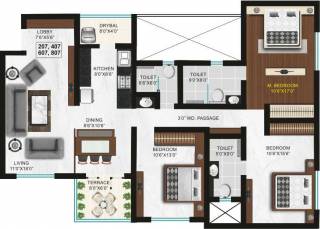 Goel Arcadia (3BHK+3T (1,505 sq ft) 1505 sq ft)
