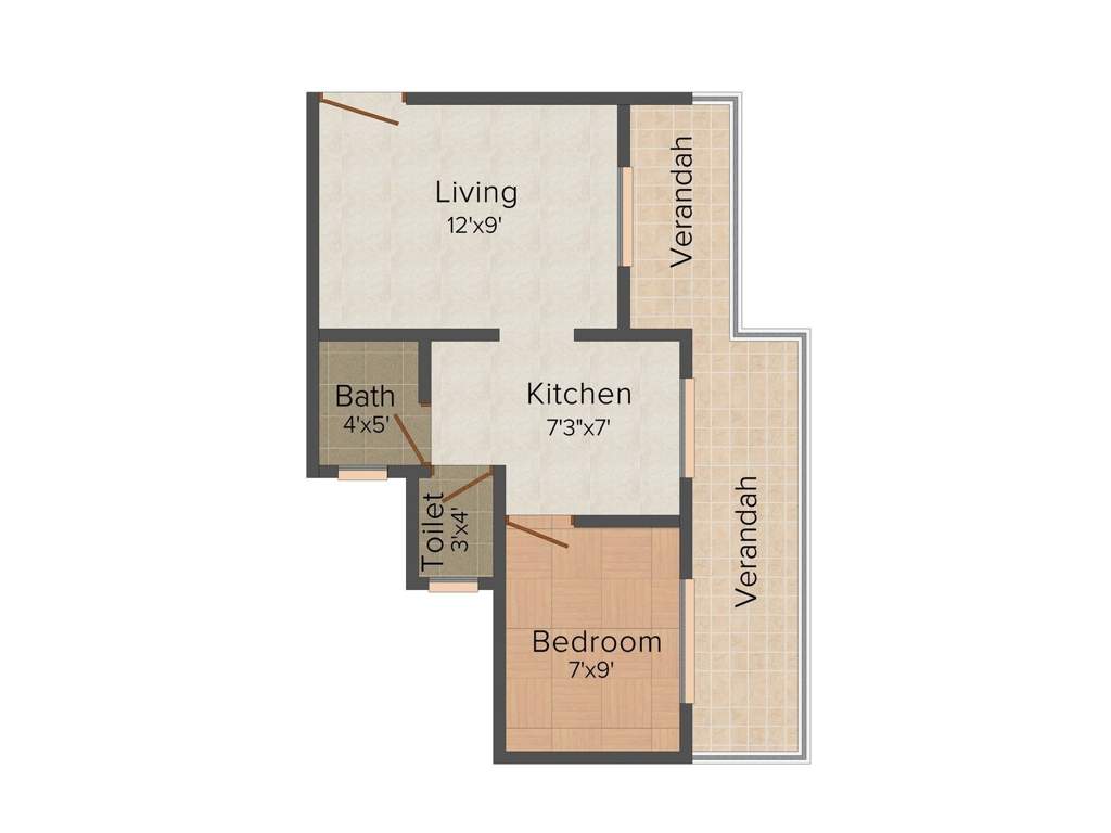 Tulsi Kalash (1BHK+1T (580 sq ft) 580 sq ft)