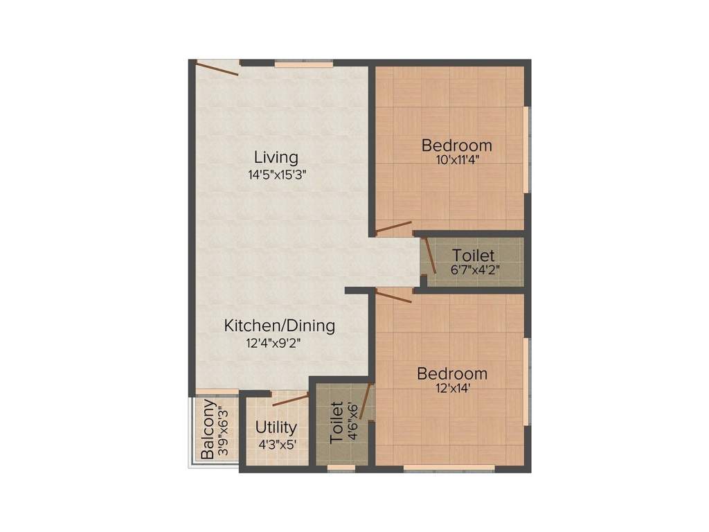 TCH Garden Residency (2BHK+2T (1,260 sq ft) 1260 sq ft)