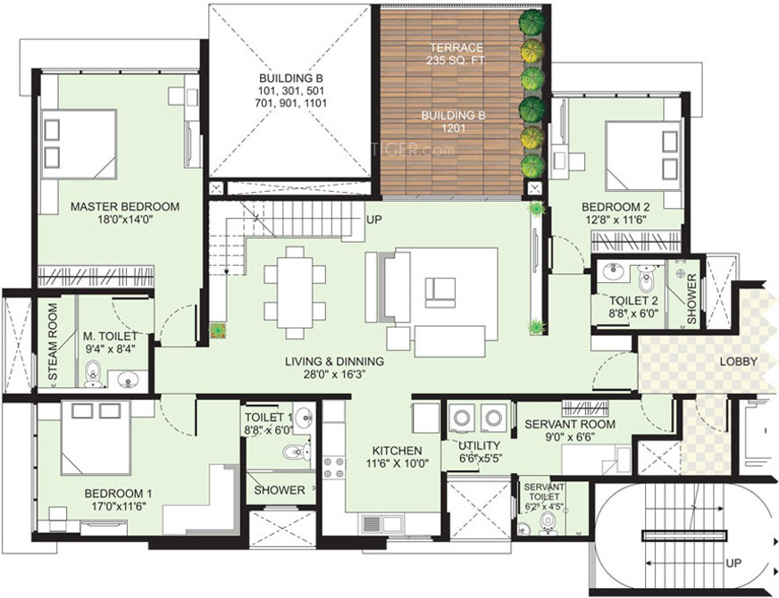 Marvel Arco (3BHK+4T (3,150 sq ft)   Servant Room 3150 sq ft)