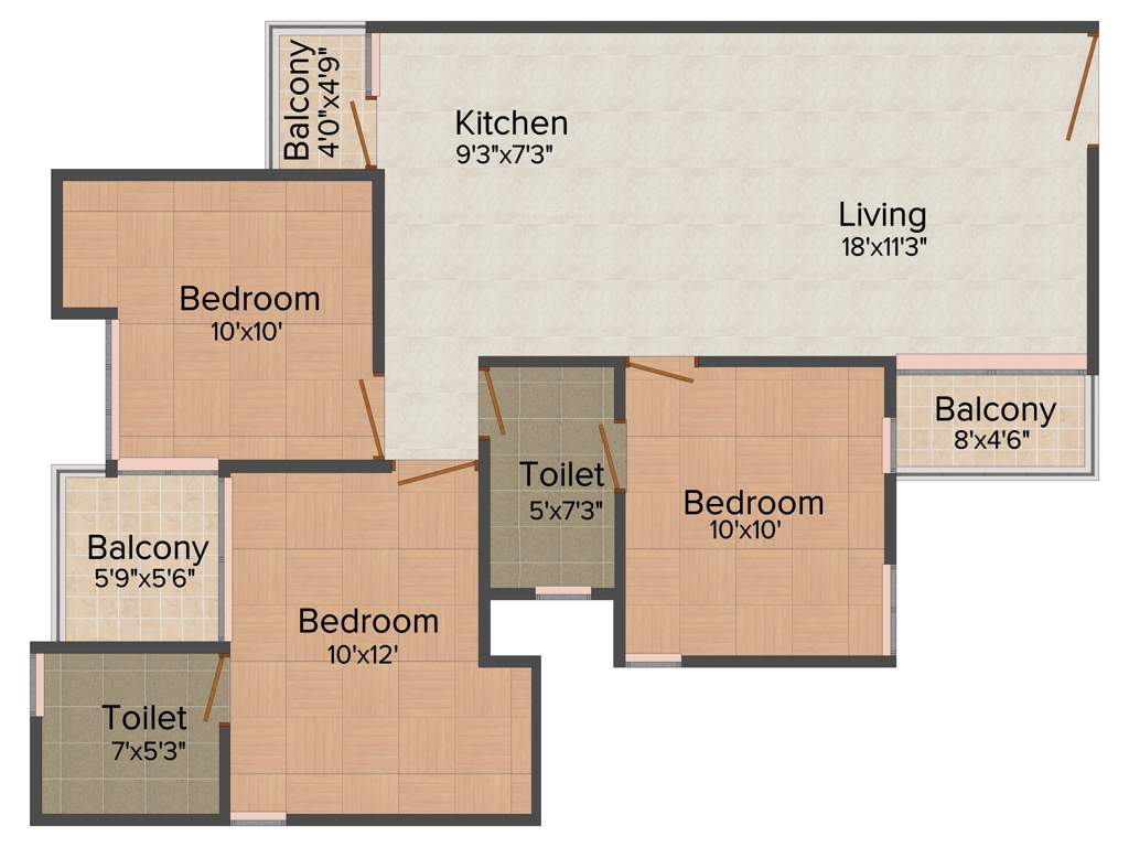 Shubhkamna City (3BHK+2T (1,195 sq ft) 1195 sq ft)
