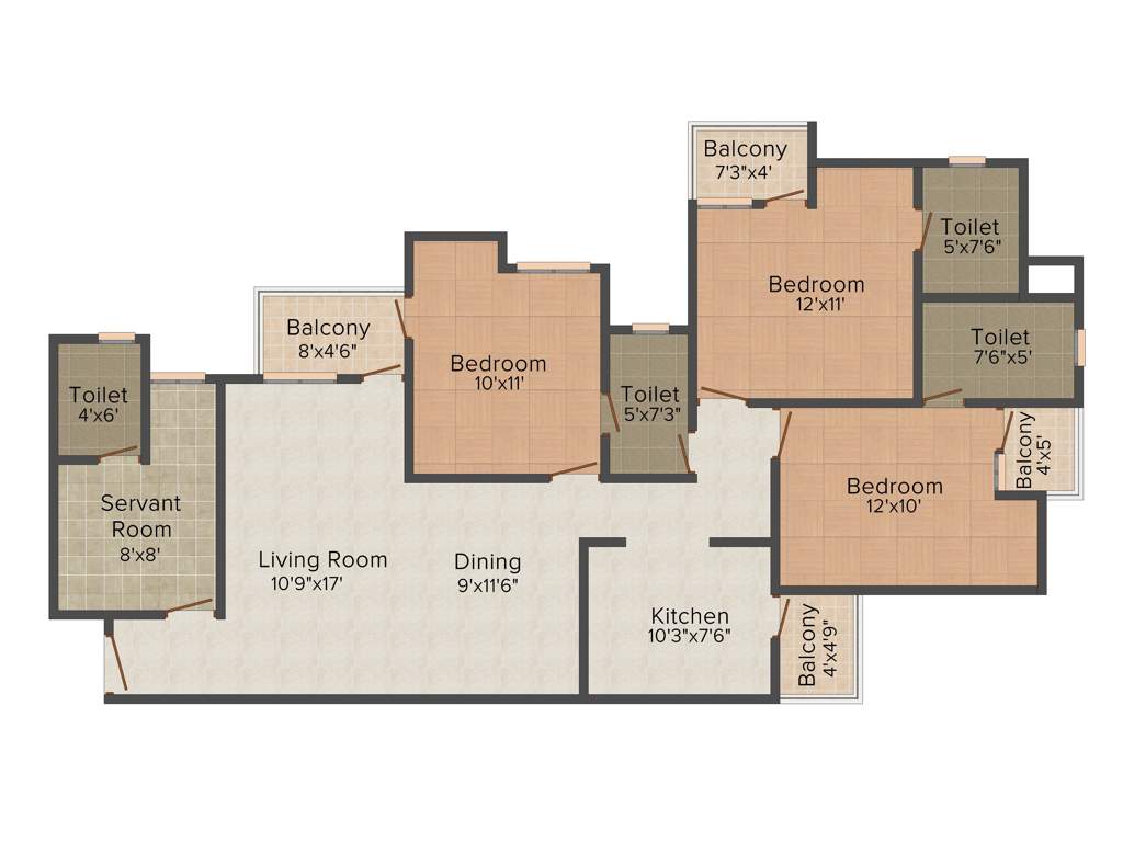 Shubhkamna City (3BHK+4T (1,675 sq ft) + Servant Room 1675 sq ft)