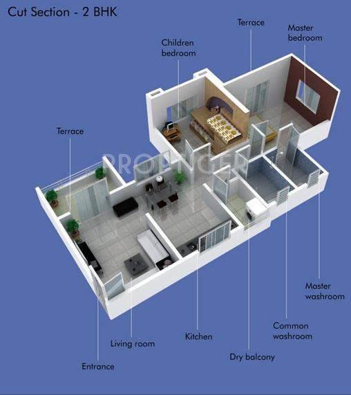 RK Akshay Tower (2BHK+2T (997 sq ft) 997 sq ft)