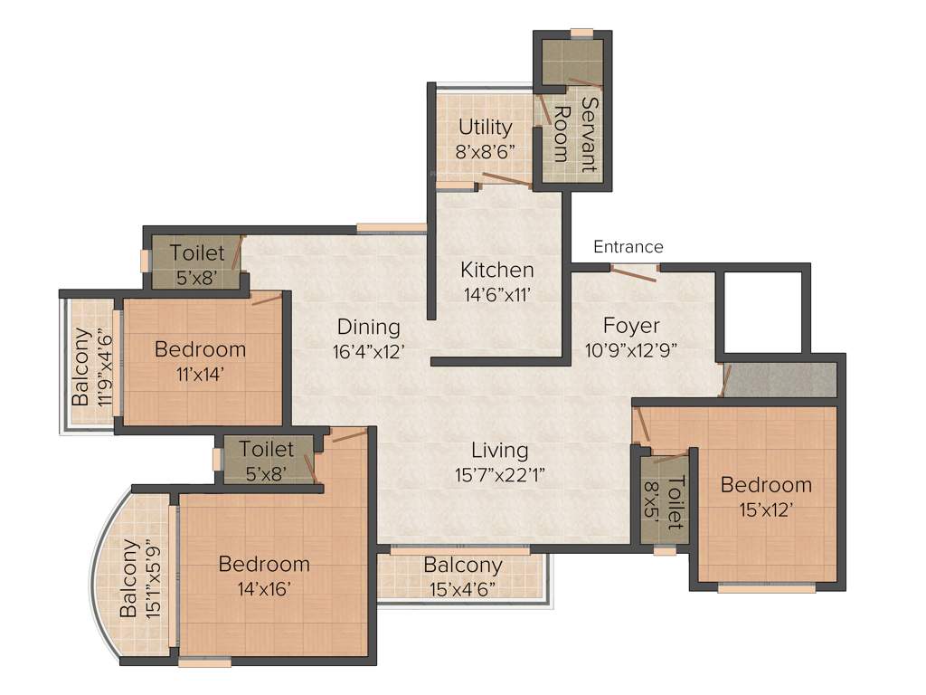 Prince Courtyard (3BHK+3T (2,930 sq ft) Servant Room 2930 sq ft)