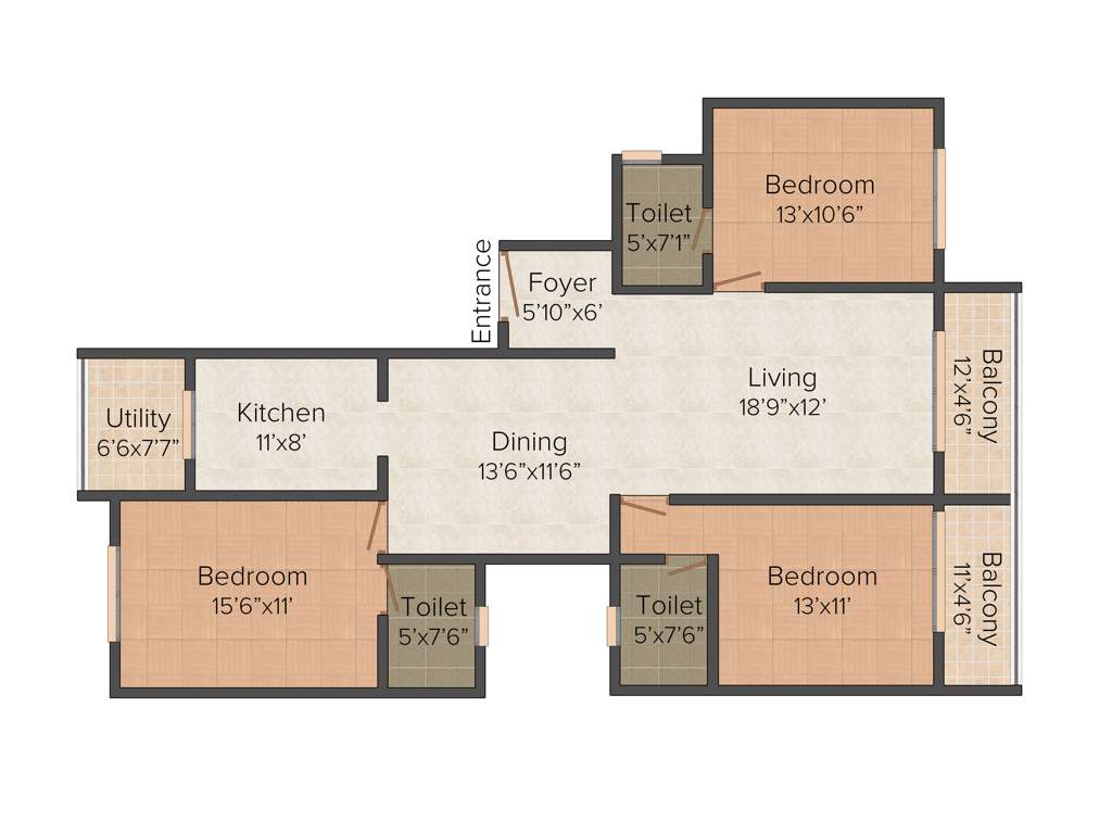 Prince Courtyard (3BHK+3T (1,880 sq ft) 1880 sq ft)