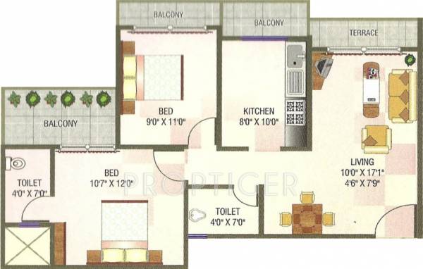 SRB Gurudeo CHS (2BHK+2T (1,065 sq ft) 1065 sq ft)