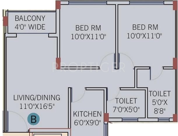 Rameswara Waterview (2BHK+2T (850 sq ft) 850 sq ft)