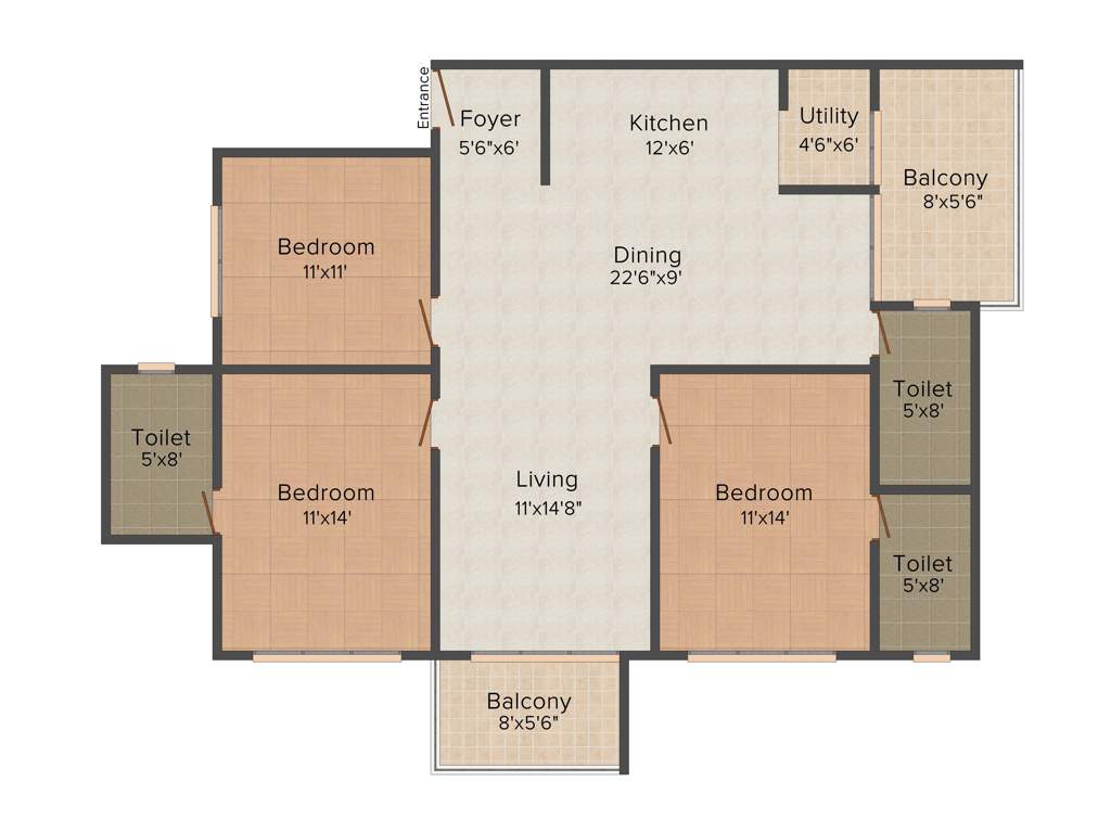 Srinivasa Sai Poorna Premier (3BHK+3T (1,655 sq ft) 1655 sq ft)