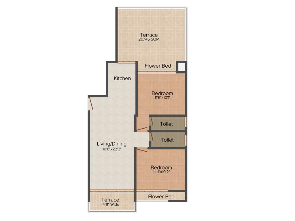 Galaxy Shelter (2BHK+2T (1,011 sq ft) 1011 sq ft)