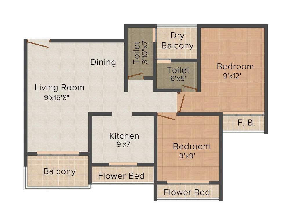 Platinum Venecia (2BHK+2T (1,075 sq ft) 1075 sq ft)