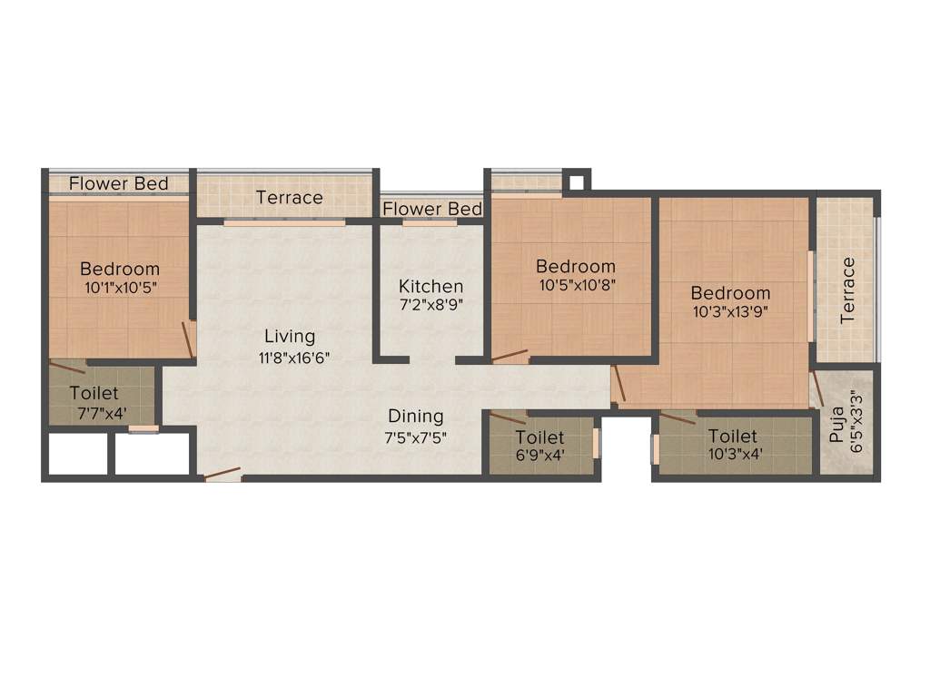 Team Wow (3BHK+3T (1,502 sq ft) Pooja Room 1502 sq ft)