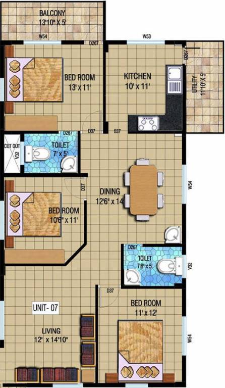 Kristal Quartz 5 (3BHK+2T (1,350 sq ft) 1350 sq ft) Kristal Quartz 5 (3BHK+2T (1,350 sq ft) 1350 sq ft)