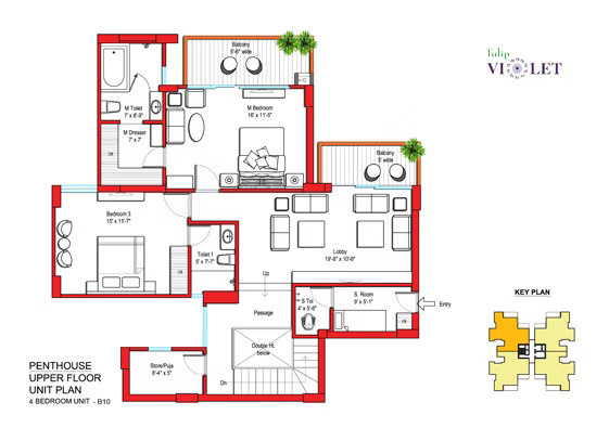 Upper Level Penthouse Plan violet Floor Plan Upper Level Penthouse Plan