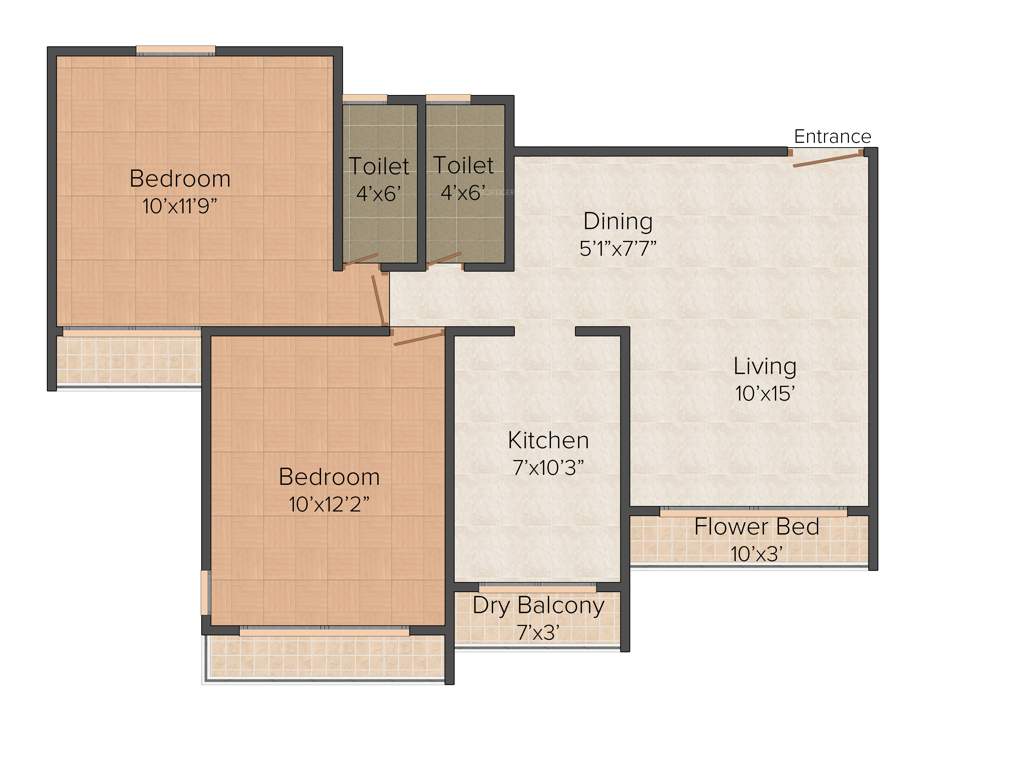 Jyoti Harmony (2BHK+2T (915 sq ft) 915 sq ft)
