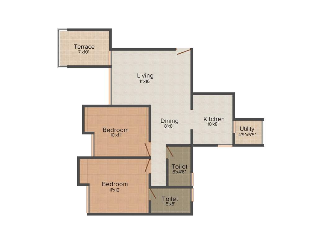 Shriram La Tierra (2BHK+2T (1,030 sq ft) 1030 sq ft)