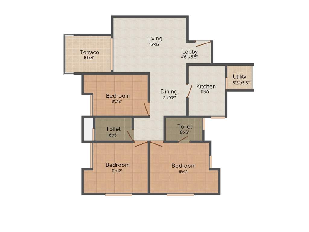 Shriram La Tierra (3BHK+2T (1,330 sq ft) 1330 sq ft)