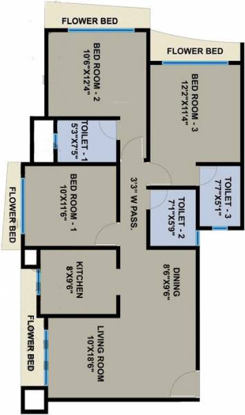 Karmvir Navratan (3BHK+3T (1,410 sq ft) 1410 sq ft)
