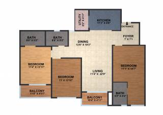 Brigade Omega (3BHK+3T (1,800 sq ft) 1800 sq ft)