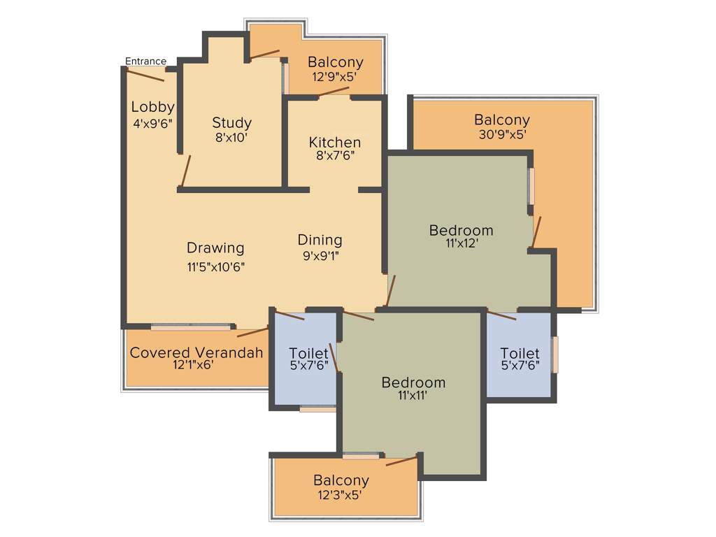 Ace Aspire (2BHK+2T (1,325 sq ft) + Study Room 1325 sq ft)