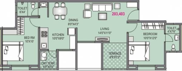 Nisarg Meadows (2BHK+2T (882 sq ft) 882 sq ft)