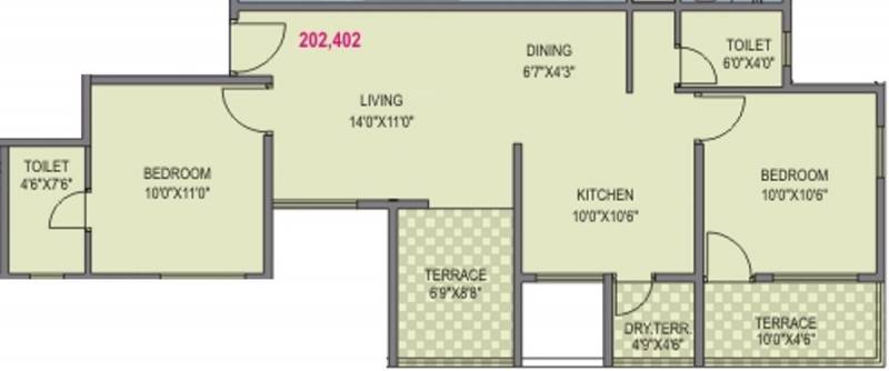 Nisarg Meadows (2BHK+2T (935 sq ft) 935 sq ft)