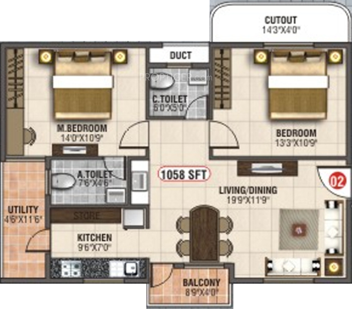 Subhodayaraga Laurels (2BHK+2T (1,058 sq ft) 1058 sq ft) Subhodayaraga Laurels (2BHK+2T (1,058 sq ft) 1058 sq ft)