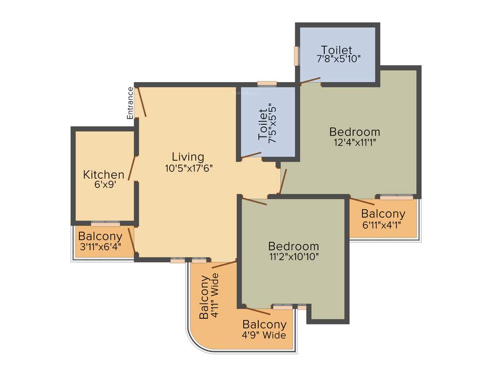Stellar MI Citihomes (2BHK+2T (1,110 sq ft) 1110 sq ft)