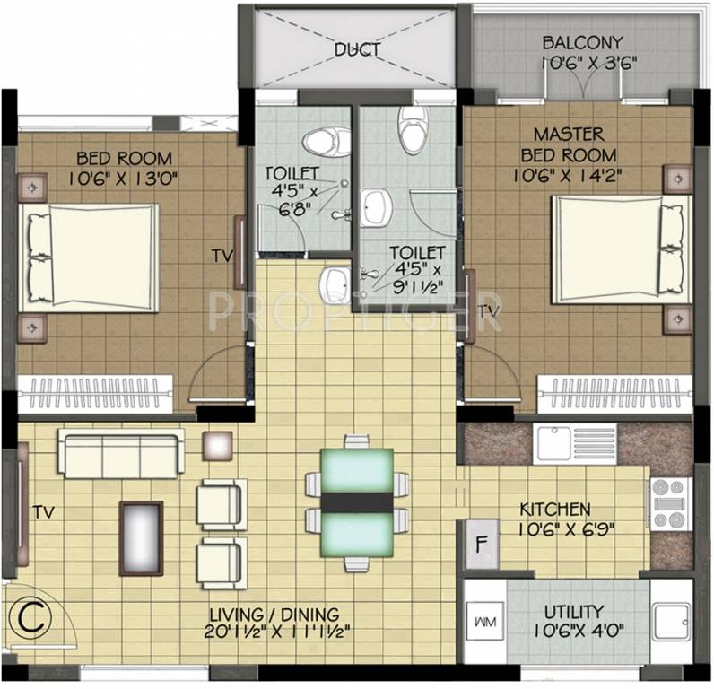 Ramaniyam Auroville (2BHK+2T (1,287 sq ft) 1287 sq ft) Ramaniyam Auroville (2BHK+2T (1,287 sq ft) 1287 sq ft)