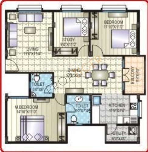 Prime Flora (2BHK+2T (1,070 sq ft) 1070 sq ft)