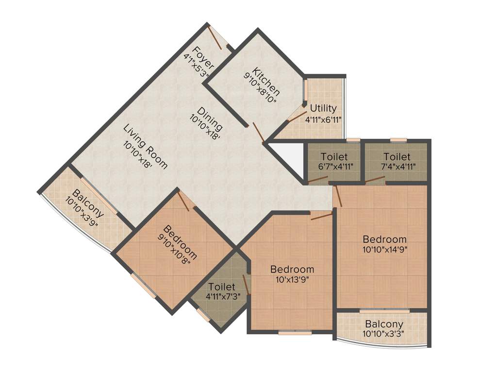 Hoysala Infantry Towers (3BHK+3T (1,499 sq ft) 1499 sq ft)