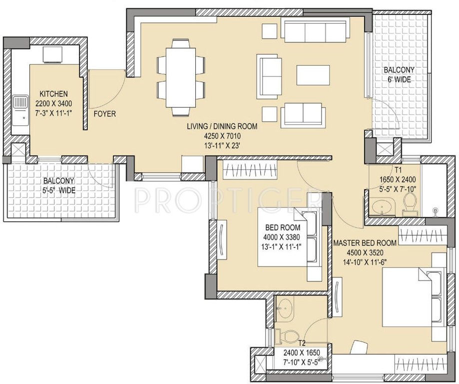 Vatika Gurgaon 21 (2BHK+2T (1,435 sq ft) 1435 sq ft)