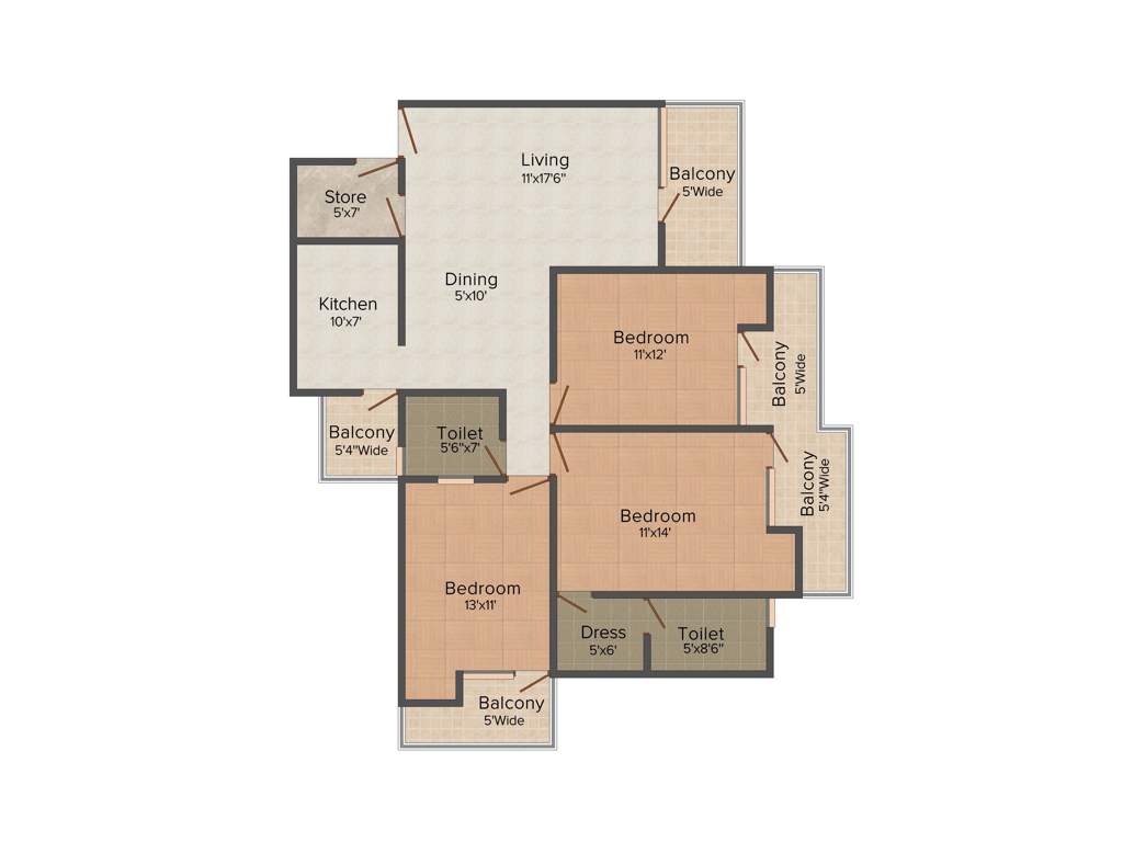 Vasu Fortune Residency (3BHK+2T (1,690 sq ft) 1690 sq ft)