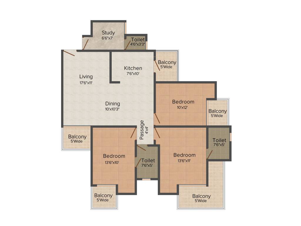 Skytech Matrott (3BHK+3T (1,645 sq ft) + Study Room 1645 sq ft)
