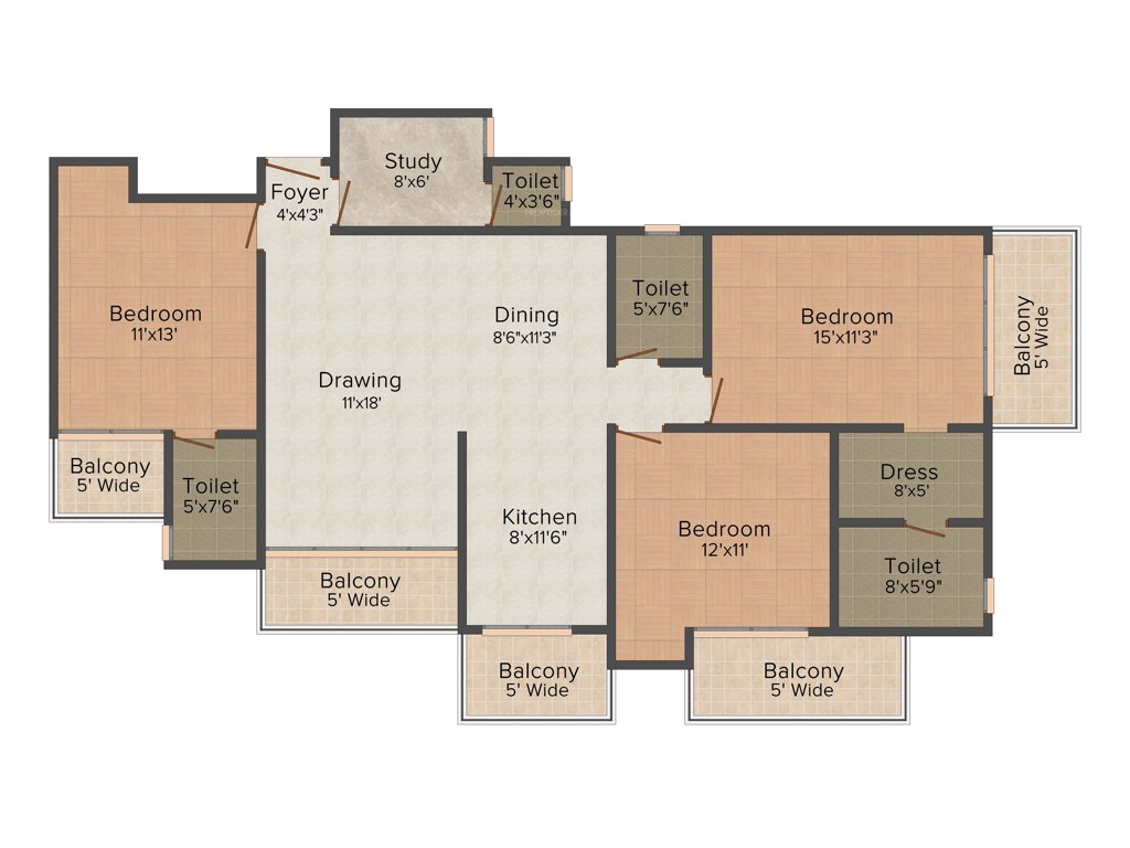 Skytech Matrott (3BHK+4T (1,860 sq ft) + Study Room 1860 sq ft)