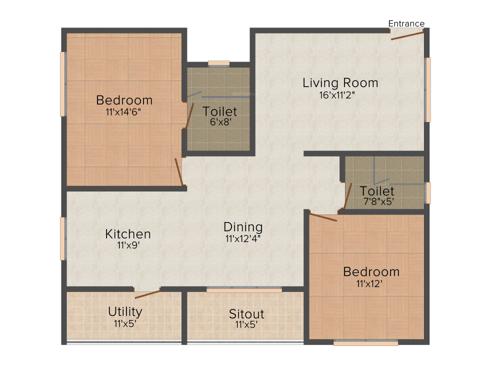 Radiant Elitaire (2BHK+2T (1,250 sq ft) 1250 sq ft) Radiant Elitaire (2BHK+2T (1,250 sq ft) 1250 sq ft)