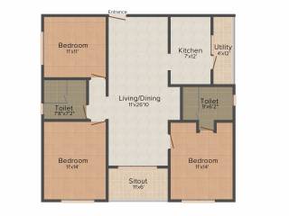 Radiant Elitaire (3BHK+2T (1,445 sq ft) 1445 sq ft)