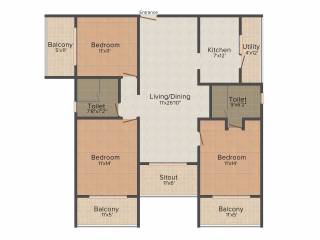 Radiant Elitaire (3BHK+2T (1,660 sq ft) 1660 sq ft)